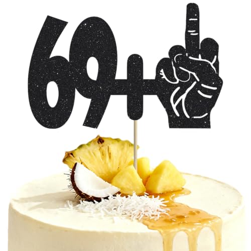 Black Glitter Cake Topper 70th Birthday Party Decoration - 1Pc
