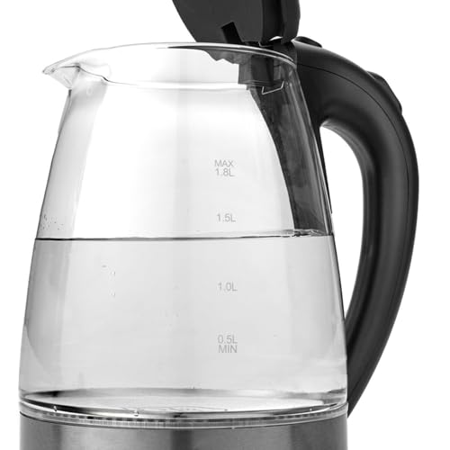 Electric Glass Kettle 1.8L 1200W Fast Boiling with LED Lights, Auto Shut-Off