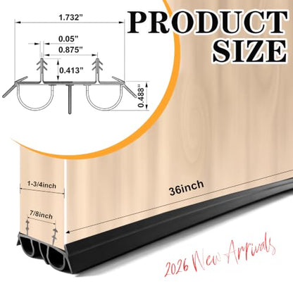 Brown Double Bubble Kerf Door Draft Stopper 36-Inch Weatherstrip Set - 2 Pack