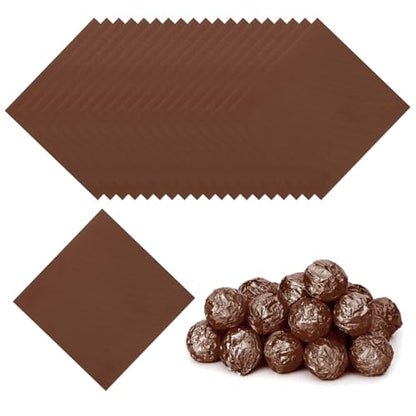 4x4 Inch Brown Aluminum Foil Candy Wrappers - 200 Pcs, Food Grade, Fine Grid