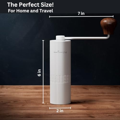 West Coast Chef Manual Coffee Grinder - Manual Burr Grinder, Portable Coffee Grinder Manual - Espresso Hand Grinder Coffee - Manual Coffee Bean Grinder - Travel Coffee Grinder Hand Coffee Grinder Burr