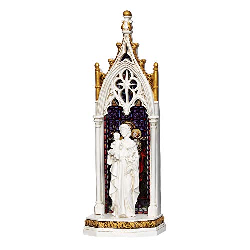 11.75 Inch LED St. Joseph and Child Cathedral Window Figurine Religious Decor
