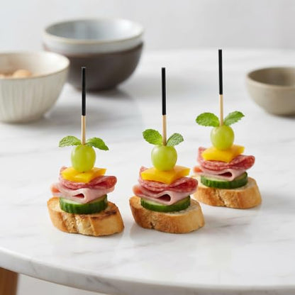200 Pcs Bamboo Cocktail Picks - Long 4.7 Inch Food Skewers for Appetizers & Decor