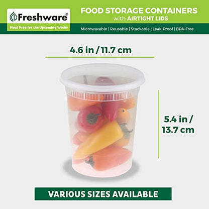 Freshware Food Storage Containers [240 Set] 32 oz Plastic Deli Containers with Lids, Slime, Soup, Meal Prep Containers | BPA Free | Stackable | Leakproof | Microwave/Dishwasher/Freezer Safe