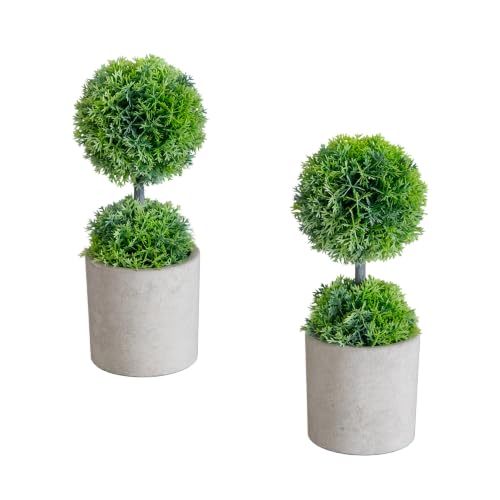Artificial Mini Cedar Topiary Set of 2 - Cedar Ball - 9 Inch