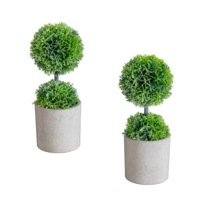Artificial Mini Cedar Topiary Set of 2 - Cedar Ball - 9 Inch