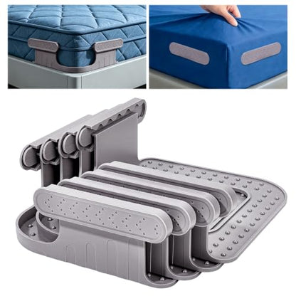 8Pcs Bed Sheet Holders for Corners with Locks - Gray - Heavy Duty Fitted Sheet Clips