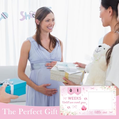 Pregnancy Ultrasound Picture Frame with Pink Bow & Countdown - Keepsake