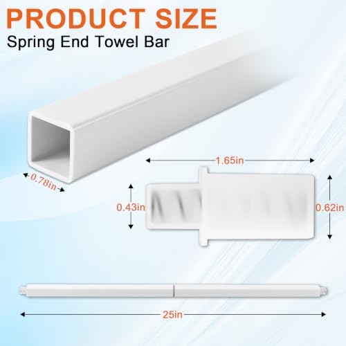 24 Inch Towel Bar Replacement Rod for Vintage Bathroom - No Drill, Rustproof PVC