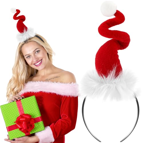 Swirly Red Hat Headband Adult Costume Accessory for Christmas