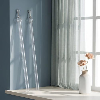 2 Pack 17-Inch Clear Curtain Pull Wand with Hook for Window Blinds