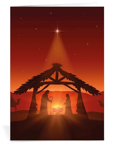 Religious Christmas Cards with Envelopes Pack of 20 Nativity Scene Holiday Greeting Cards
