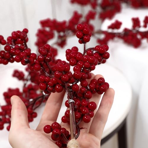 Large Red Berry Garland - 2 Pack, 56 Inch Artificial Christmas Decor for Fireplace & Mantel
