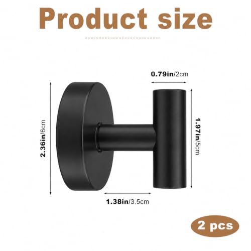 Black Suction Cup Towel Hooks for Shower No Drill Removable 2 Pack