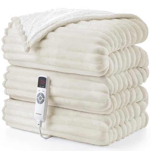 Electric Heated Blanket Throw 50x60 Inches Beige – ETL & FCC Certified