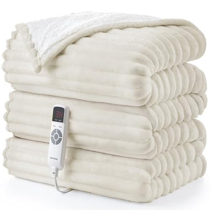 Electric Heated Blanket Throw 50x60 Inches Beige – ETL & FCC Certified