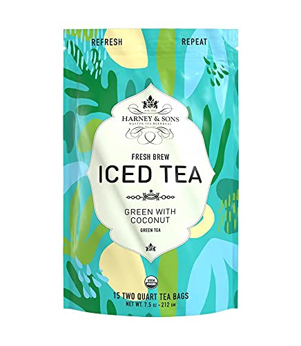 Harney & Sons Organic Green with Coconut, Fresh Brew Iced Tea, 15 Count