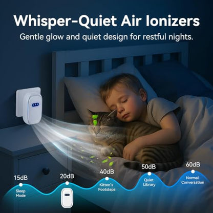 Air Purifiers 4 Pack - White Ionic Filterless Home & Travel Air Ionizers