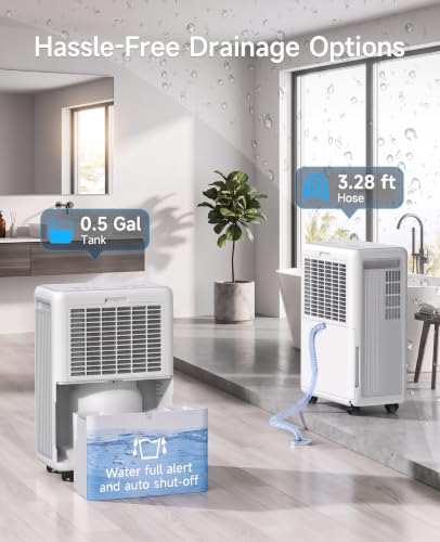 30 Pint Dehumidifier for Basement Up to 2000 Sq.Ft with Drain Hose - Compact & Low Noise
