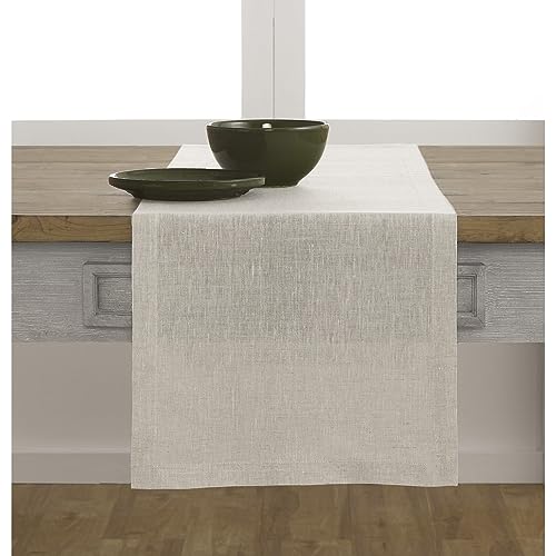Solino Home Natural Linen Table Runner 14 x 144 Inches - Athena Light Natural