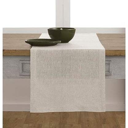 Solino Home Natural Linen Table Runner 14 x 144 Inches - Athena Light Natural