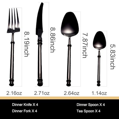 Round Handle Stainless Steel Flatware Set for 4 - 16 Pieces Silverware Cutlery