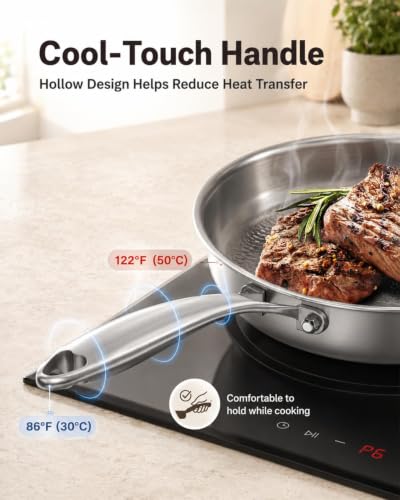 10-Inch Titanium Frying Pan with Lid - Non-Toxic, Hammered Chef-Grade Skillet