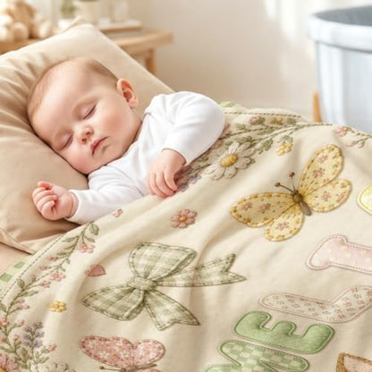Fawn Personalized Baby Blanket with Name for Boys Girls Custom Gift