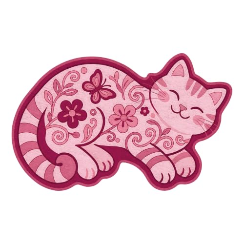 Pink Cat Bath Mat - Absorbent Rug for Bathroom, 19.7 x 31.5 Inches