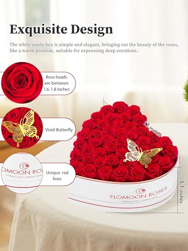 47 Preserved Roses in a Box - Romantic Red Flowers Gift Set