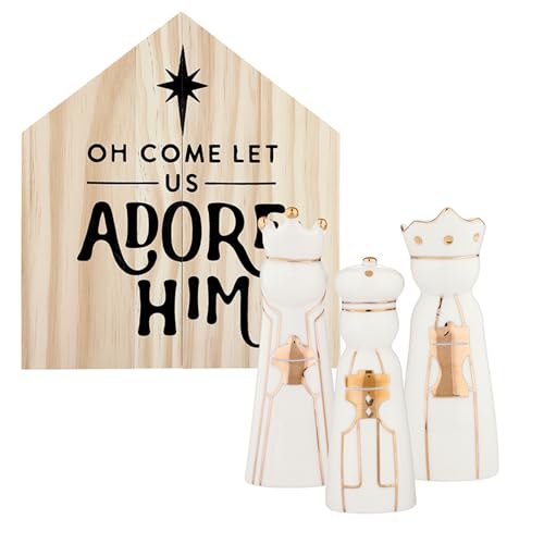 Santa Barbara Design Studio Gold 3 Kings Christmas Figurines Set in Keepsake Box - Large