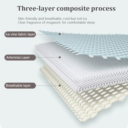 Blue Foldable Cooling Sleeping Mat with Pillowcase - 120x195cm Ice Silk Bed Pad