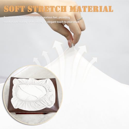 White Rectangular Stretchable Bar Stool Seat Cover Set of 4 - Backless Protector