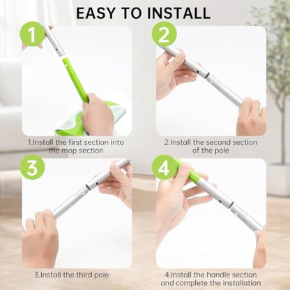 KIMIFACA Extra Long Green Detachable Mop Handle for Swiffer Dry & Wet Pads - Aluminum Extension