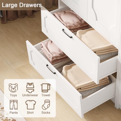 White 71'' H Armoire Wardrobe Closet with 2 Doors & 2 Drawers