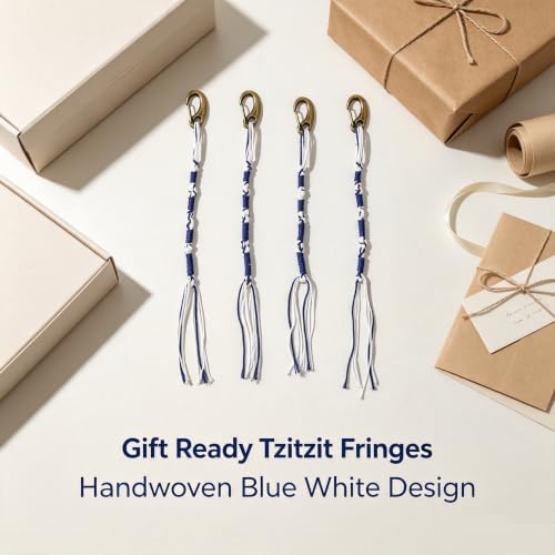 Jewish Tzitzit Tassels for Prayer Shawl - Blue & White Religious Fringes