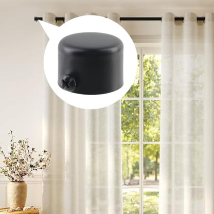Semetall Black Curtain Rod End Caps Finials - 0.75 Inch Size, 4 Pack
