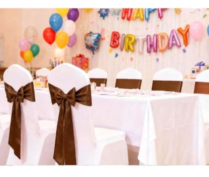 50 Pack Brown Satin Chair Sashes - Wedding Party Baby Shower Decor, Brown Chairs Bows Ties