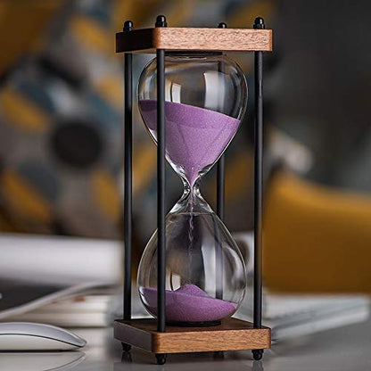 Large Purple Hourglass Timer 30-Minute Wooden Sandglass Decorative Timer