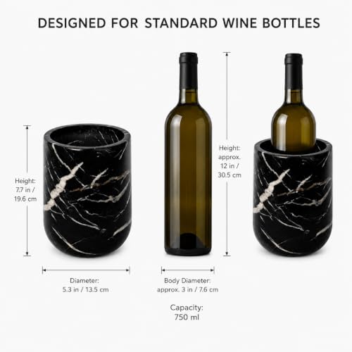 Black Marble Wine Bottle Chiller - Elegant Tabletop Cooler & Multi-Use Holder