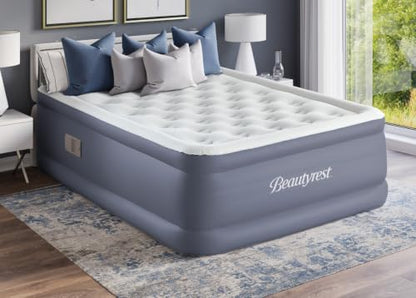 Queen Size Air Mattress with Auto Pump - 24 Inch Tall, Soft Flocked Top