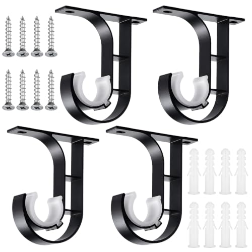 Heavy Duty Ceiling Curtain Rod Holder Set - 4 Brackets, Aluminum Support