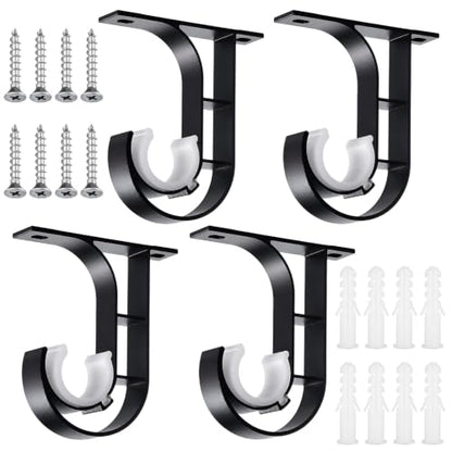 Heavy Duty Ceiling Curtain Rod Holder Set - 4 Brackets, Aluminum Support