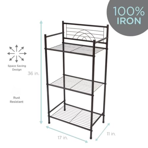 3-Tier Iron Bathroom Storage Shelf Rack in Oil Rubbed Bronze