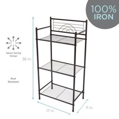 3-Tier Iron Bathroom Storage Shelf Rack in Oil Rubbed Bronze
