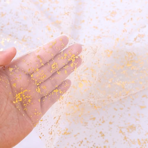 Beige Gold 10ft Sheer Glitter Metallic Gauze Table Runner for Weddings & Events