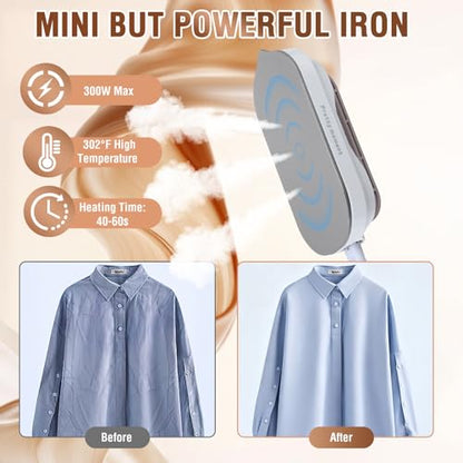 Mini Steam Iron for Clothes, Biupky Travel Steamer for Clothes Portable, Micro Steam Iron Mini Handheld Steamer Support Dry And Wet Ironing for Home Travel (Purple)