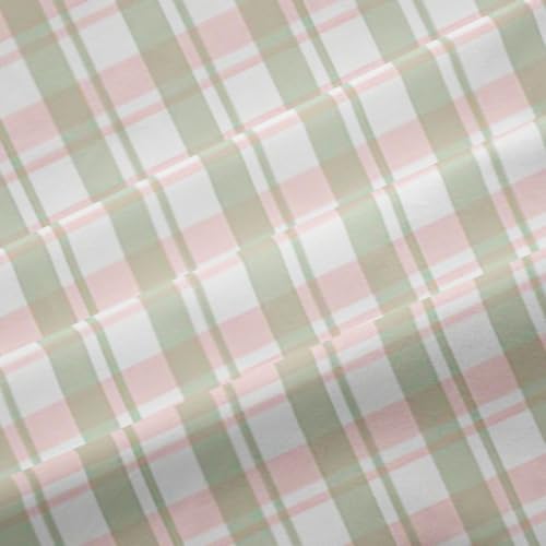 Pink Sage Gingham Blackout Curtains 76W x 45L Inch for Kids & Bedroom - White Pink Sage