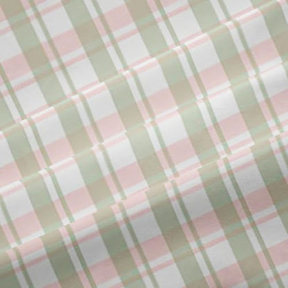 Pink Sage Gingham Blackout Curtains 76W x 45L Inch for Kids & Bedroom - White Pink Sage