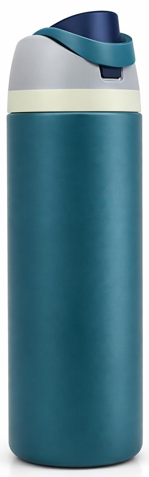 Insulated Water Bottle 24 oz - Stainless Steel, Double Wall Vacuum Flask, Push-Button Lid, Leak-Proof, Cold 24 Hrs, Blue Travel Bottle for Gym, Office